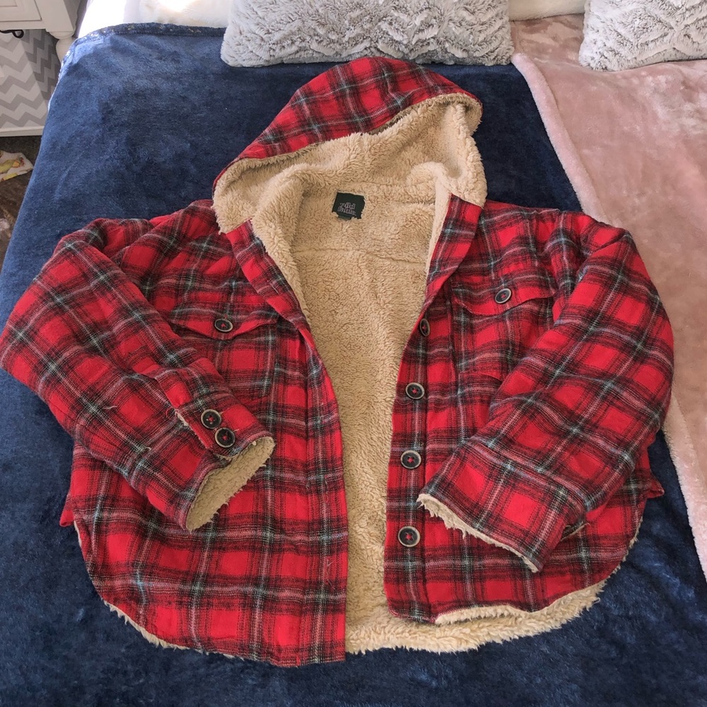 Plaid fluffy jacket